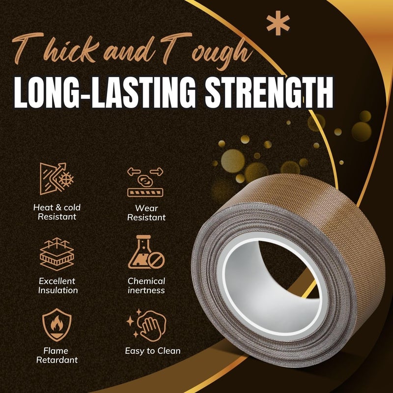 Flexzion High Temp Teflon Tape for Impulse Sealer, Vacuum Sealer, Heat Sealing, Food Packaging & Industrial Use - Teflon Fiberglass PTFE Tape, 20mm x 10m (0.8in x32.8 Ft) - Image 3